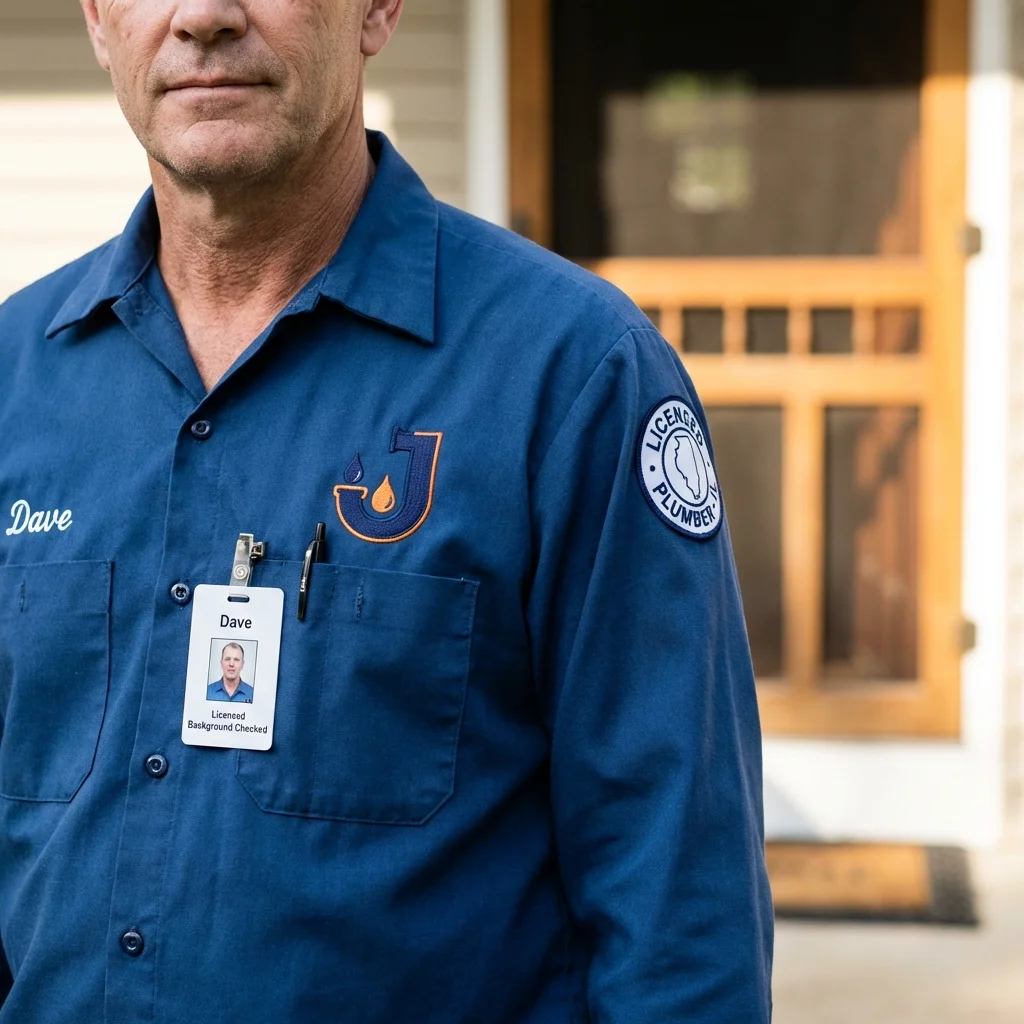 Licensed plumber showing ID badge in Sneedville, TN