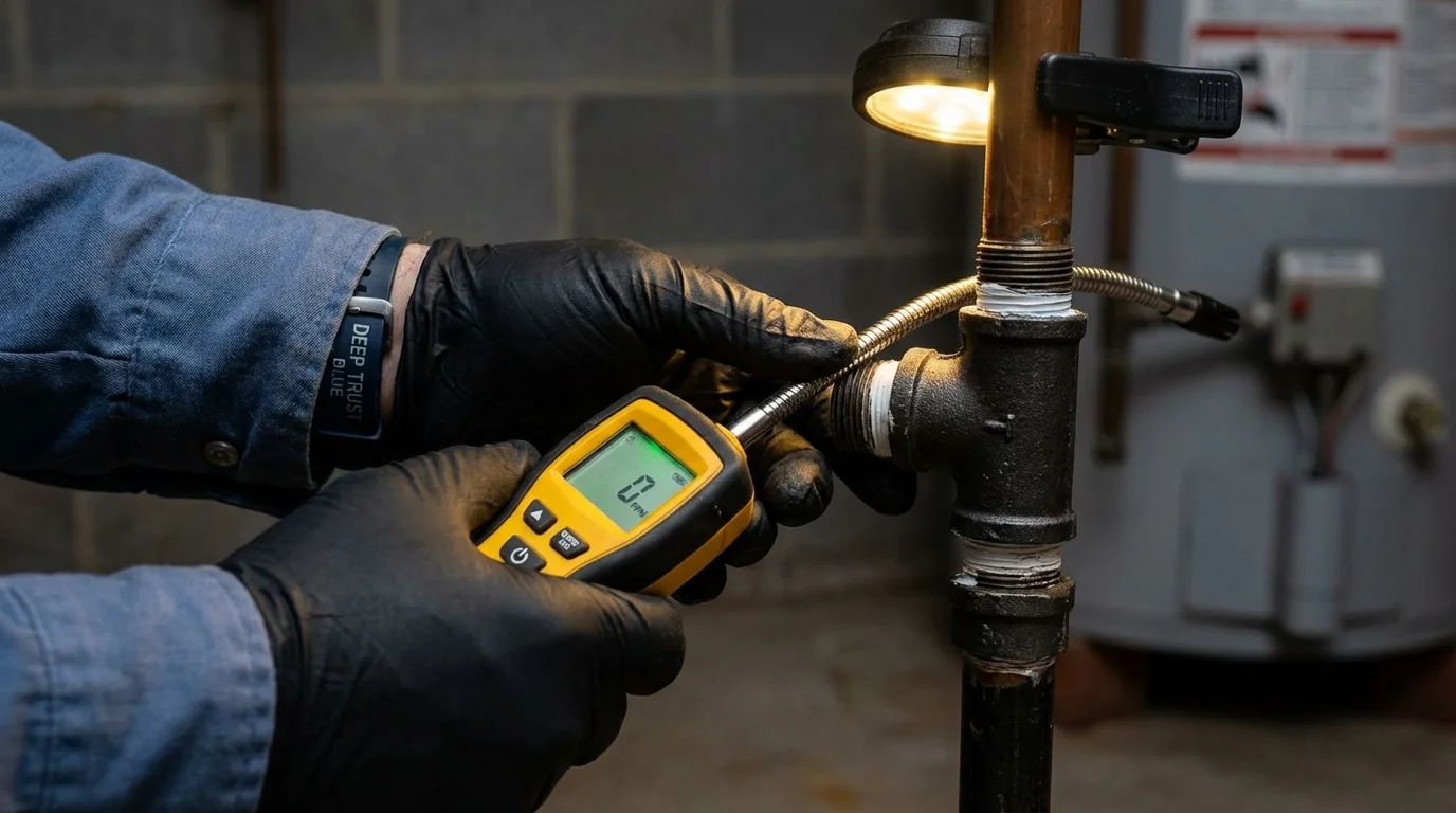 Gas leak detection with electronic sniffer by Johns Plumbing LLC in Sneedville
