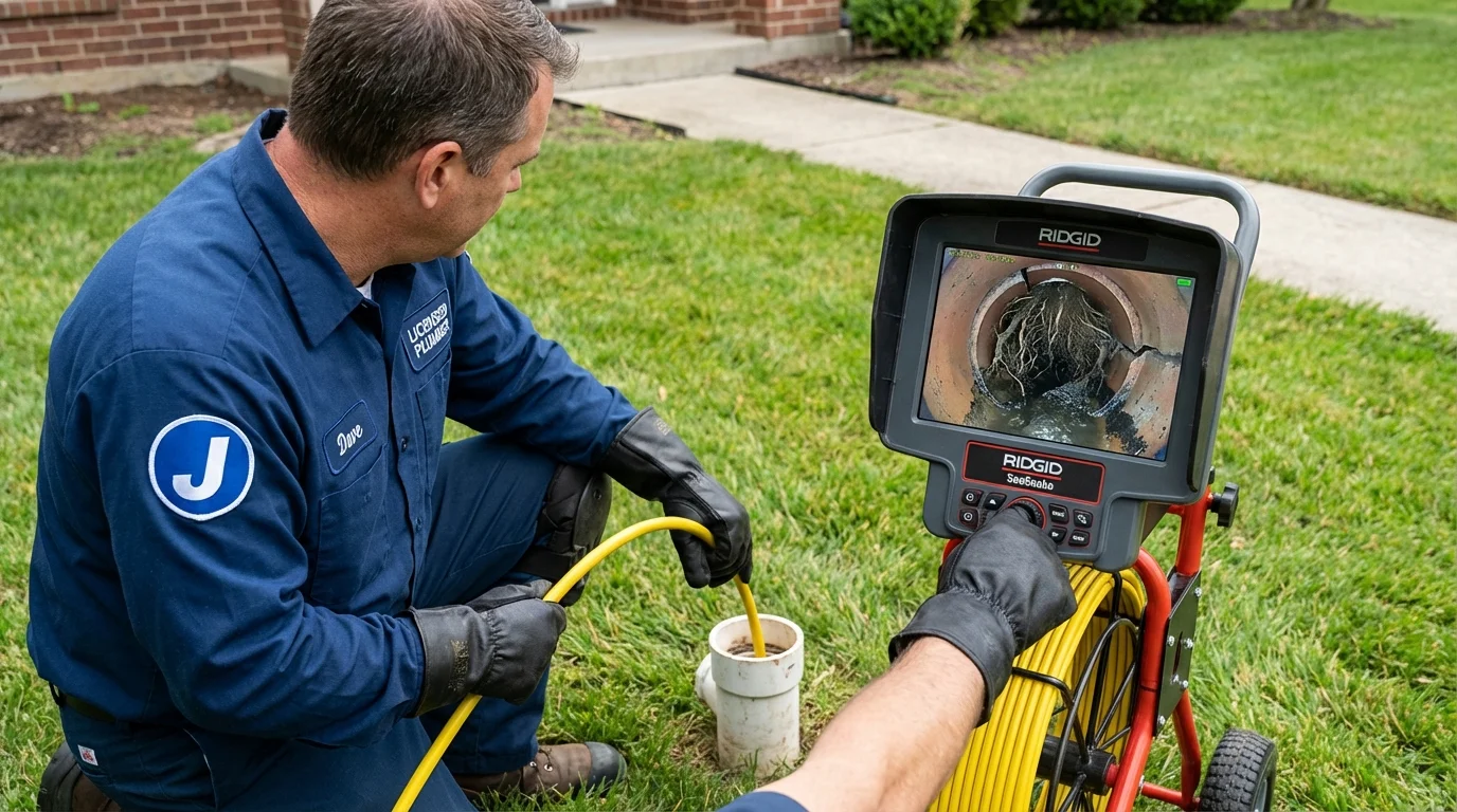 Sewer camera inspection being performed by Johns Plumbing LLC in Sneedville